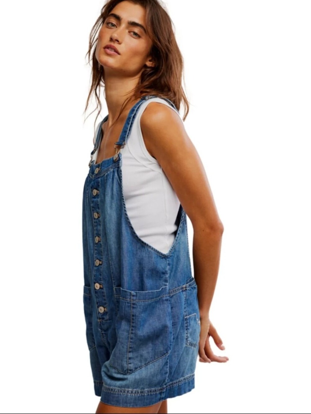 Free People We The Free You've Got The Love Denim Romper Medium